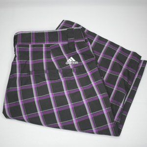 Adidas Black & Purple Plaid Bermuda Shorts 32